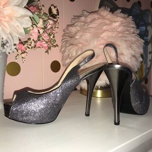 Guess silver glitter heels 7.5
